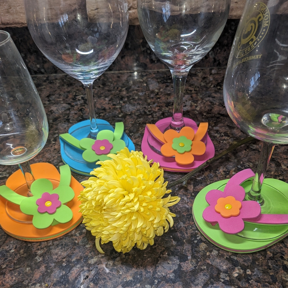 Flip Flop Coasters Set - Orange and Blue